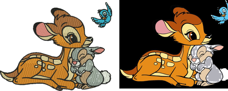 Cartoon Fawn embroidery digitizing sample