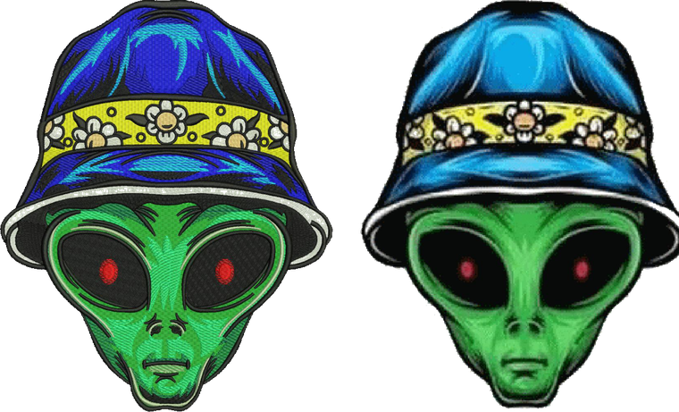 Alien Head embroidery digitizing sample