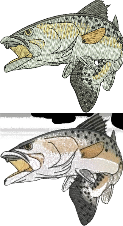 Bass Fish embroidery digitizing sample
